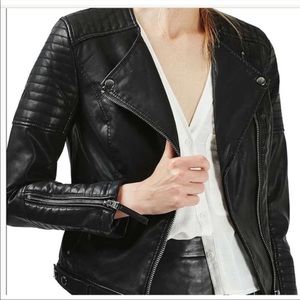 NWT Topshop Nelly Faux Leather Biker Jacket